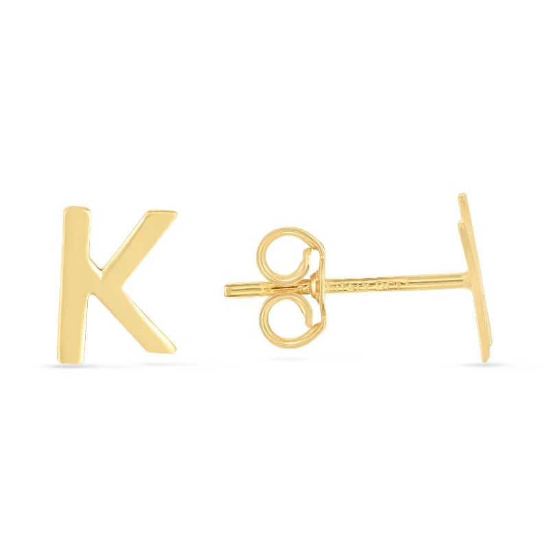 14K Gold Initial K Stud Earring