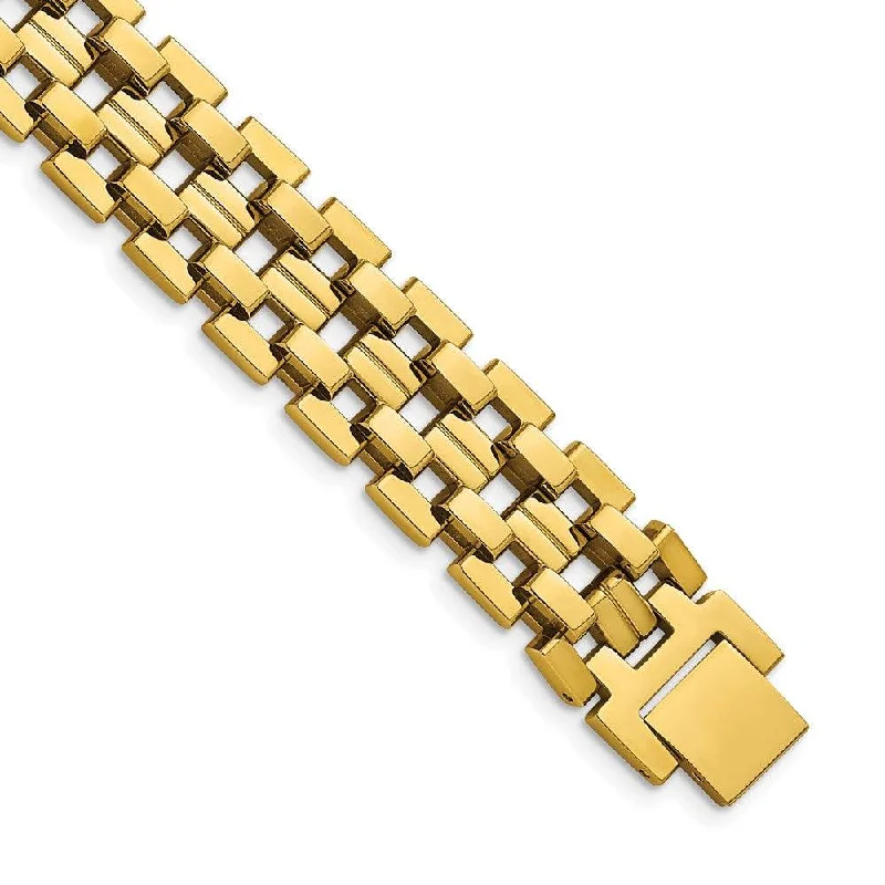 Stainless Steel Polished Yellow IP-plated 8.25in Link Bracelet