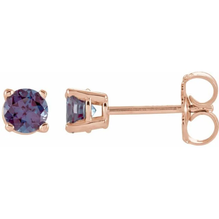 14K Rose 4 mm Lab-Grown Alexandrite Stud Earrings