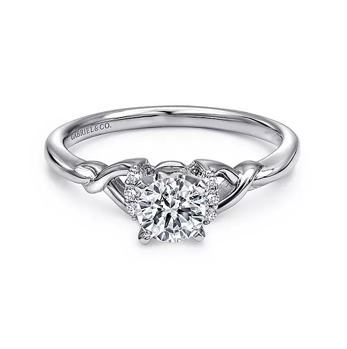 Jaden - 14K White Gold Round Twisted Diamond Engagement Ring