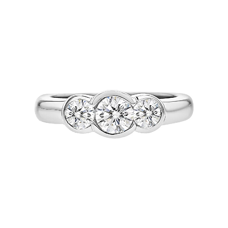 14K White Gold Three Diamond Engagement Ring