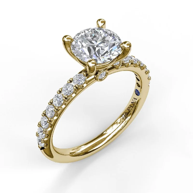 14 Karat Yellow Gold Fana 0.37 Carat Classic Pave Round Cut Diamond Engagement Ring Setting