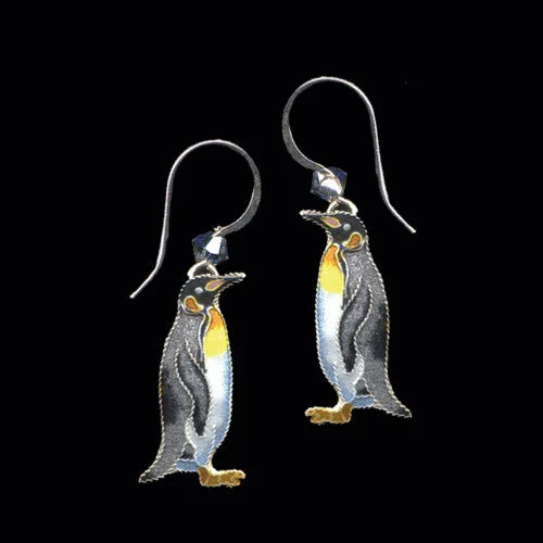 King Penguin Cloisonne Wire Earrings (1" tall)