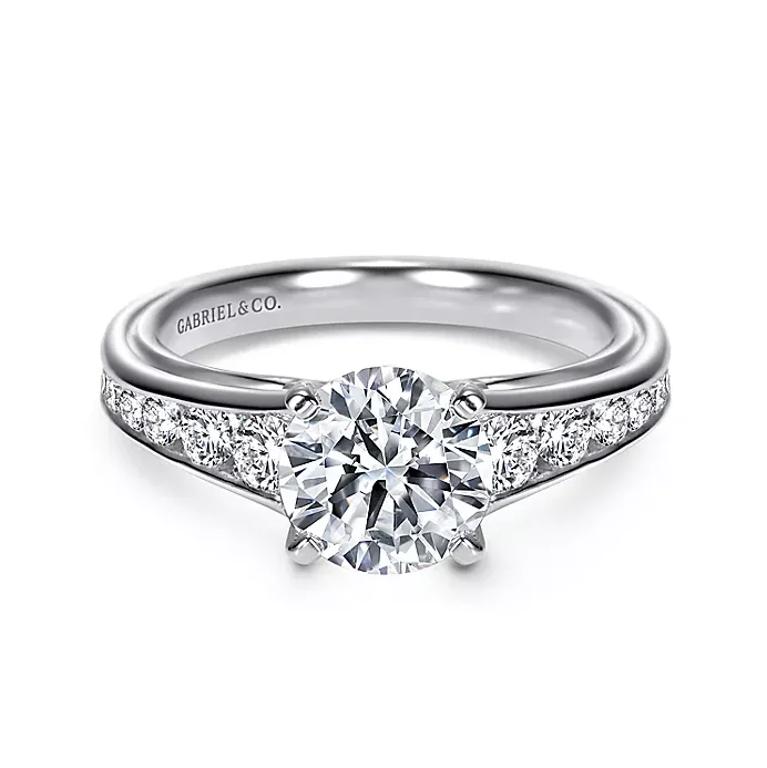 Dallas - 14K White Gold Round Diamond Engagement Ring