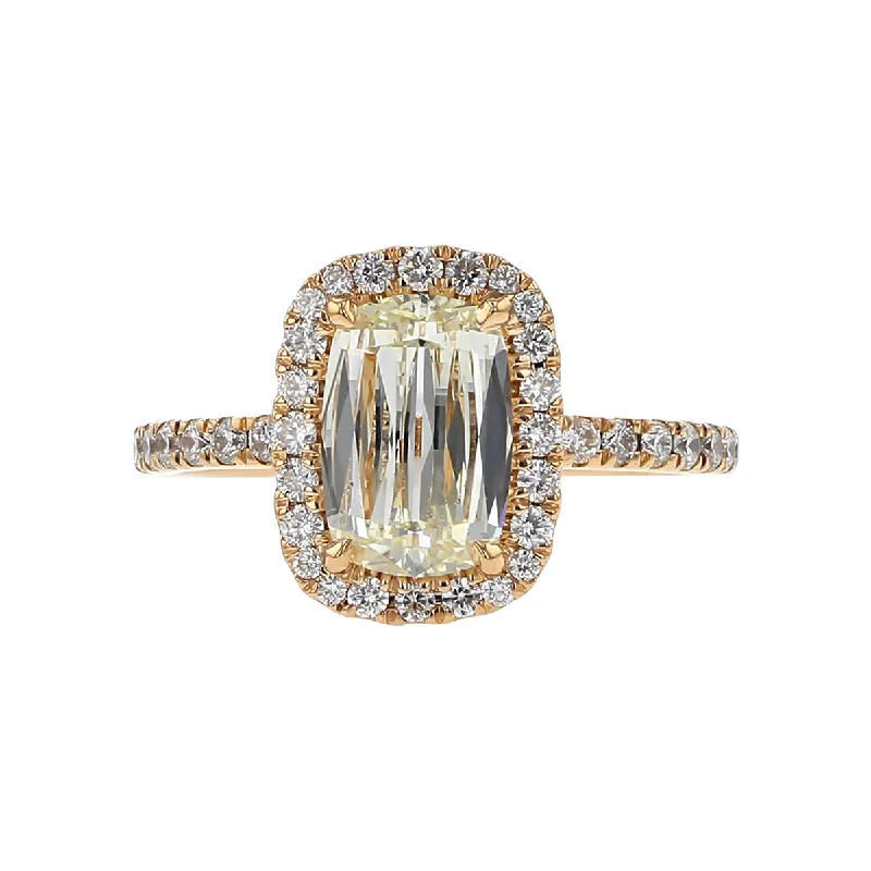 14K Gold Cushion-cut Diamond Halo Engagement Ring