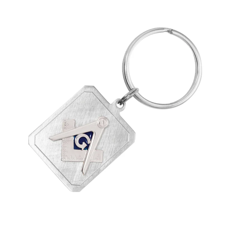 Rhodium Finish Masonic Emblem Key Ring