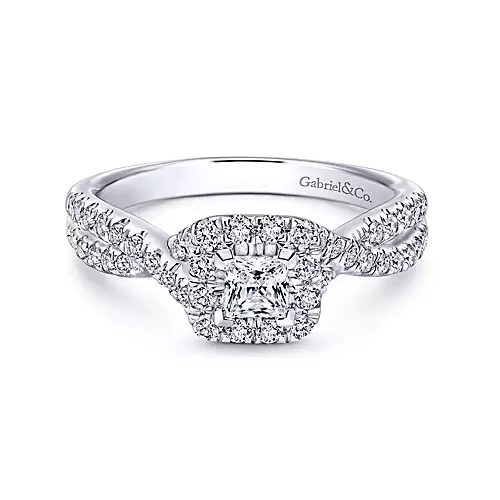 Dante - 14K White Gold Princess Halo Diamond Engagement Ring