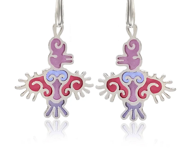 Tribal colorful bird earrings