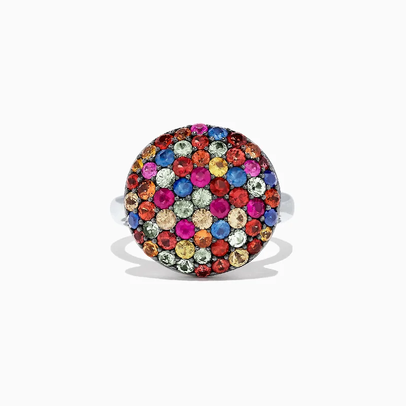 Splash Sterling Silver Multi Sapphire Circle Ring, 2.99 TCW