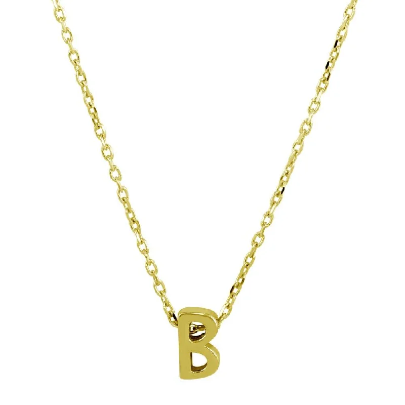 Gold Plated 925 Sterling Silver Small Initial B Necklace - JCP00001GP-B