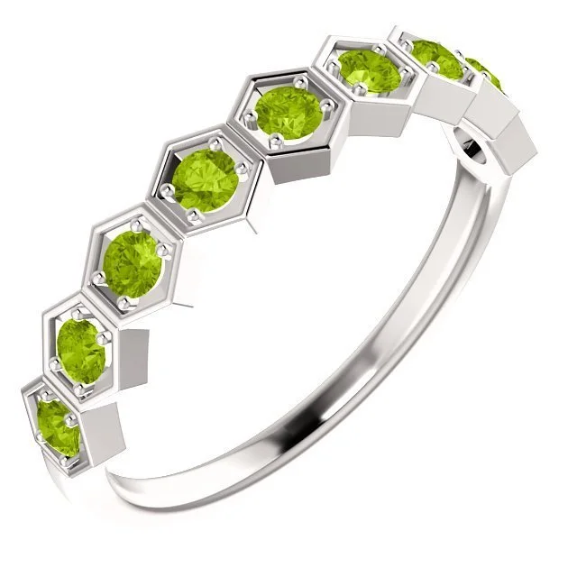 14KT GOLD 0.54 CARAT PERIDOT HEXAGONAL STACKABLE RING