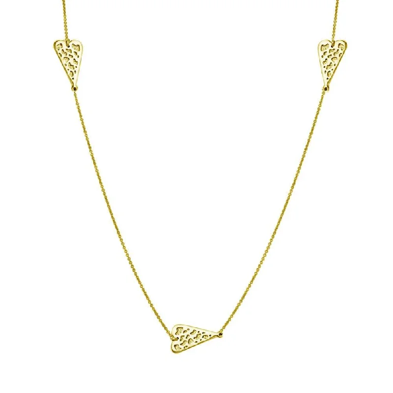 Gold Plated 925 Sterling Silver 5 Heart Necklace - DIN00017GP