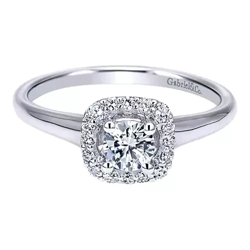 Courage - 14K White Gold Round Halo Diamond Engagement Ring