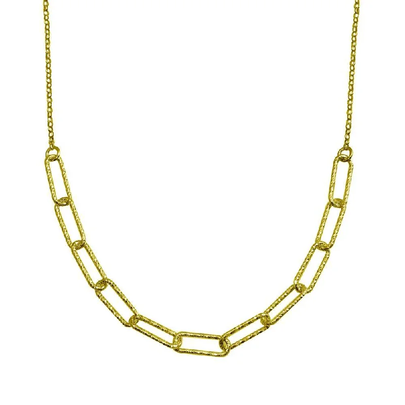 Gold Plated 925 Sterling Silver Diamond Cut Link Chain Necklace - ITN00135-GP