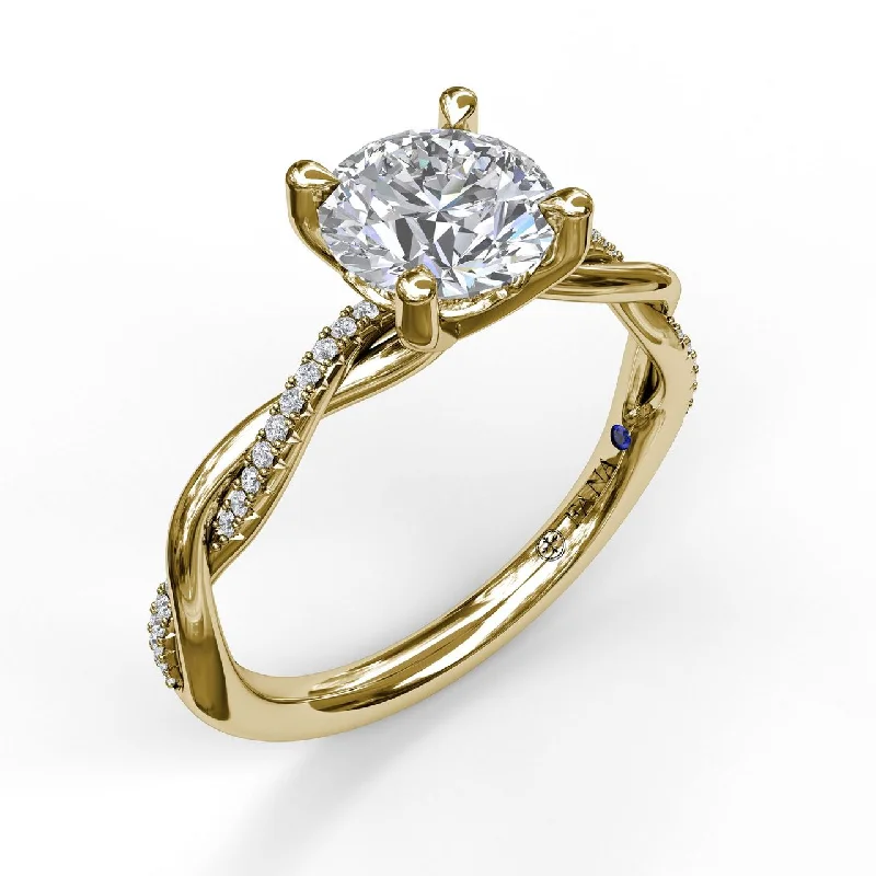 14 Karat Yellow Gold Fana 1/10 Carat Diamond Twist Engagement Ring Setting