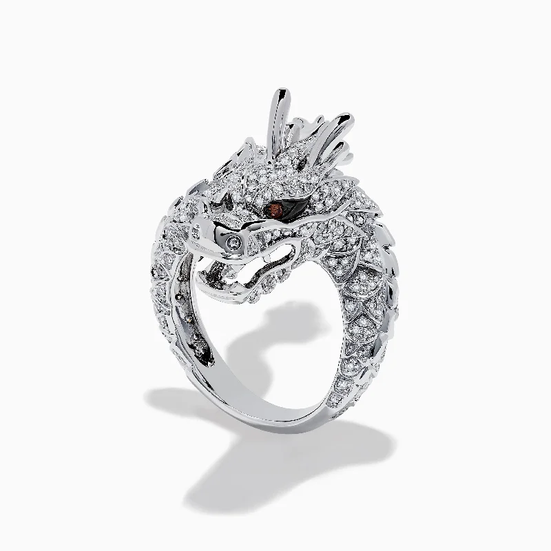 Safari 14K White Gold Espresso and White Diamond Dragon Ring