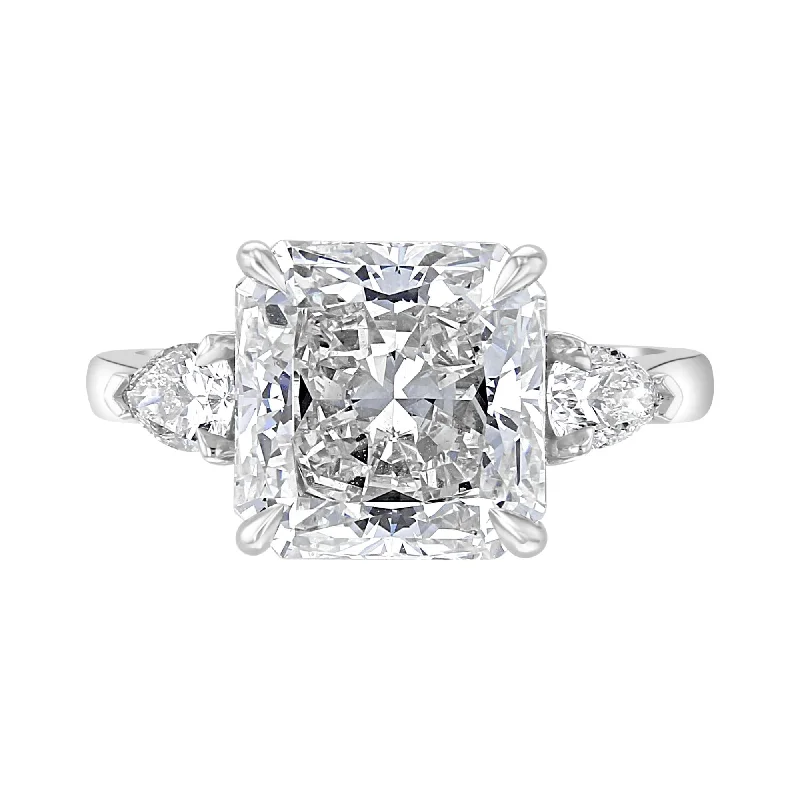 Platinum 5.62 CTW Radiant & Pear Diamond 3 Stone Ring