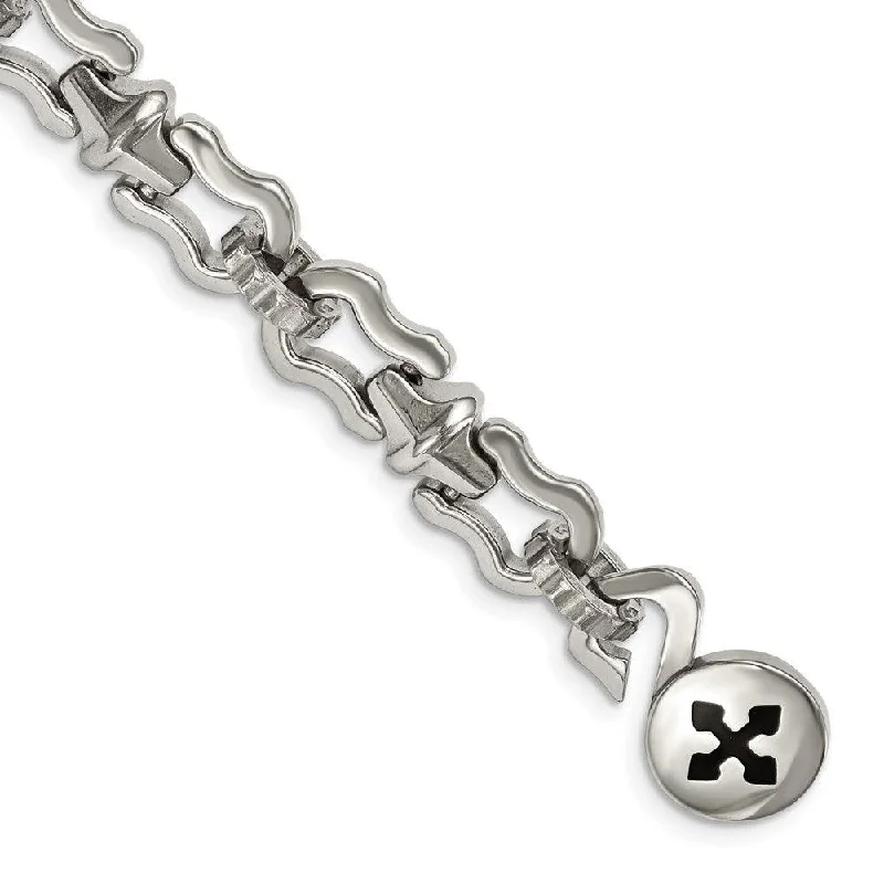 Stainless Steel Polished Magnetic Clasp 8.5in Bracelet