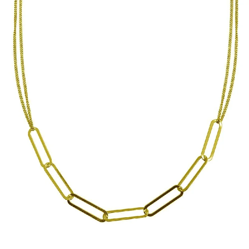 Gold Plated 925 Sterling Silver Thin Curb Link Necklace - ITN00136-GP