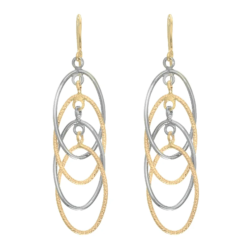 14K Gold Polished Interlocking Oval Dangle Earring