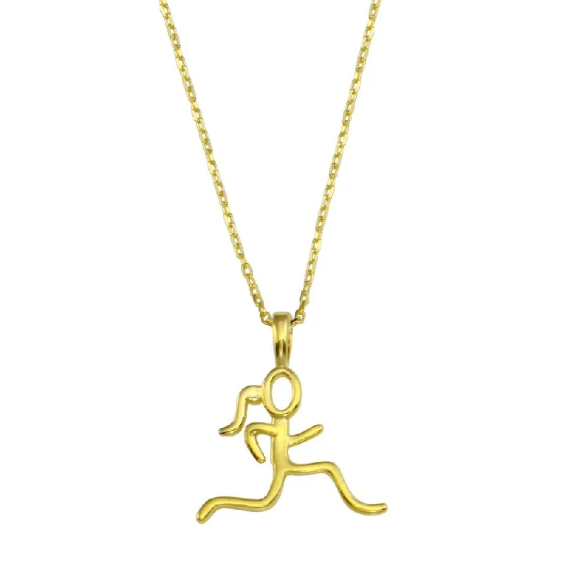 Gold Plated 925 Sterling Silver Runner Necklace - GMN00186GP