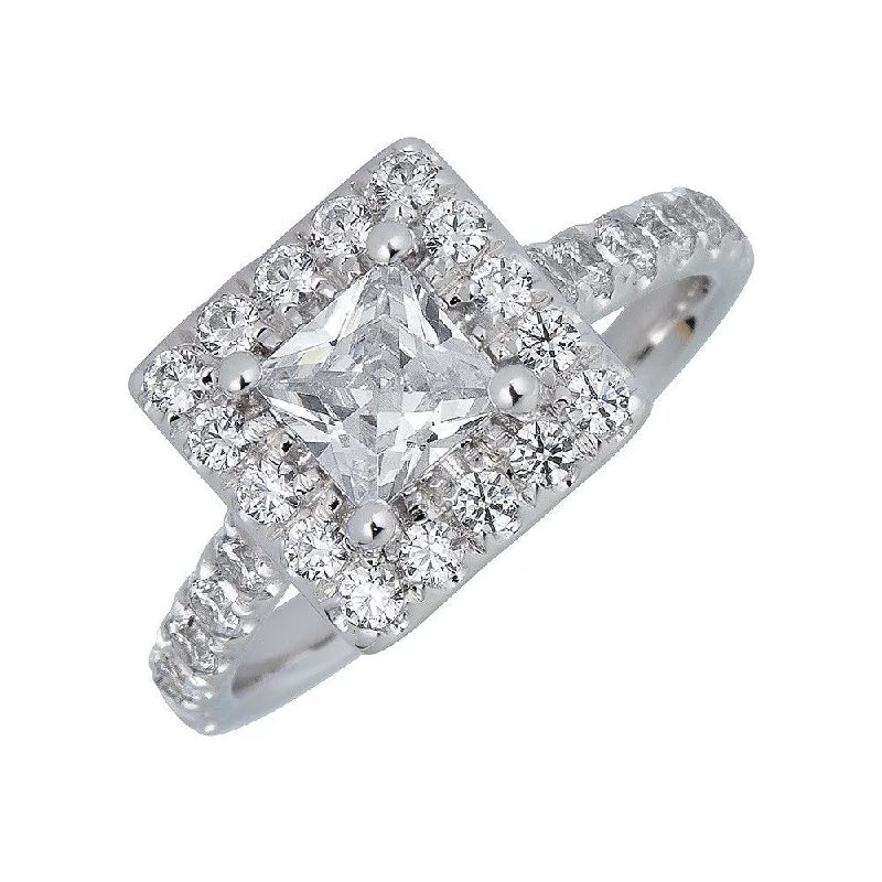 JULEVE 18KT GOLD 1.75 CTW DIAMOND SQUARE HALO RING