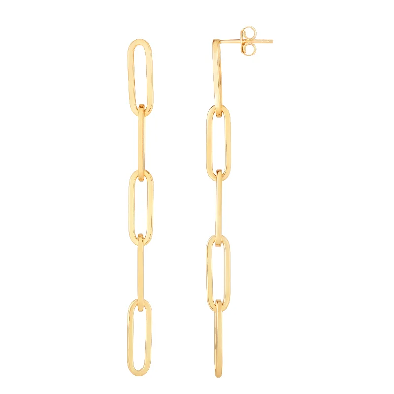 14K Gold Paperclip 5 Link Drop Earring