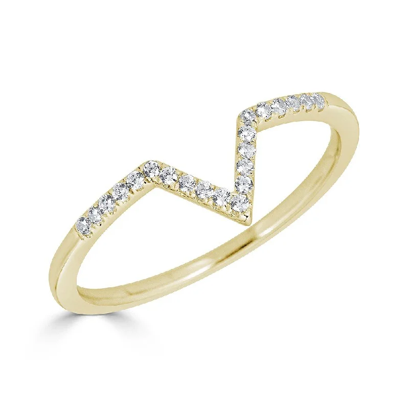 EMILIQUE14KT GOLD 0.08 CTW DIAMOND CHEVRON RING