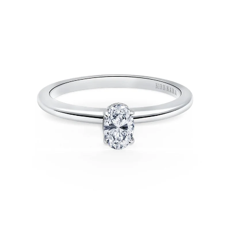 14K Oval Solitaire Diamond Engagement Ring Setting