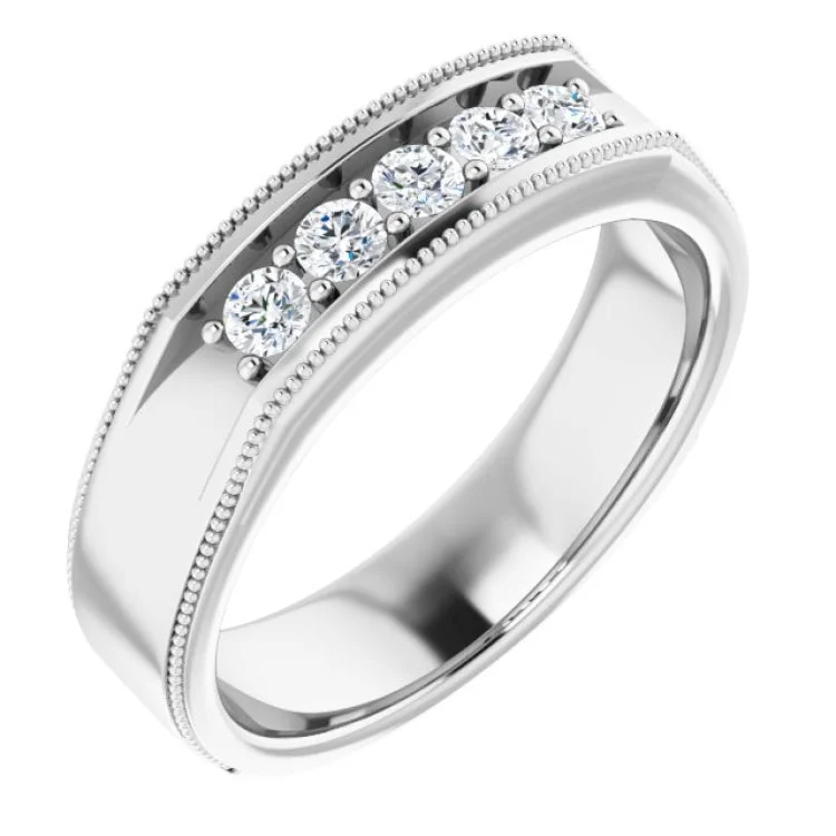 14K White 3/8 CTW Natural Diamond Ring