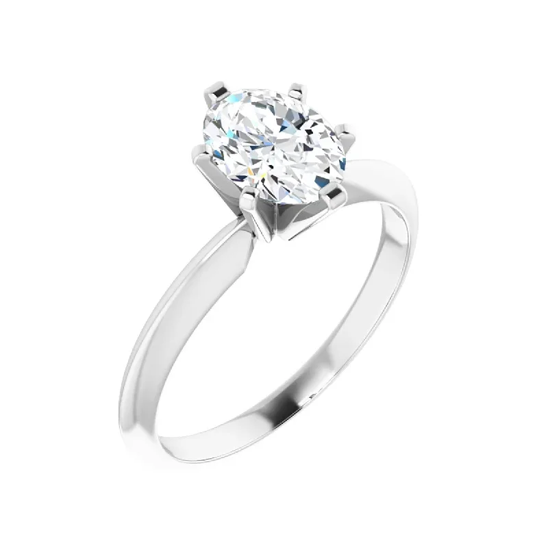 14K White Gold Solitaire Engagement Ring Setting