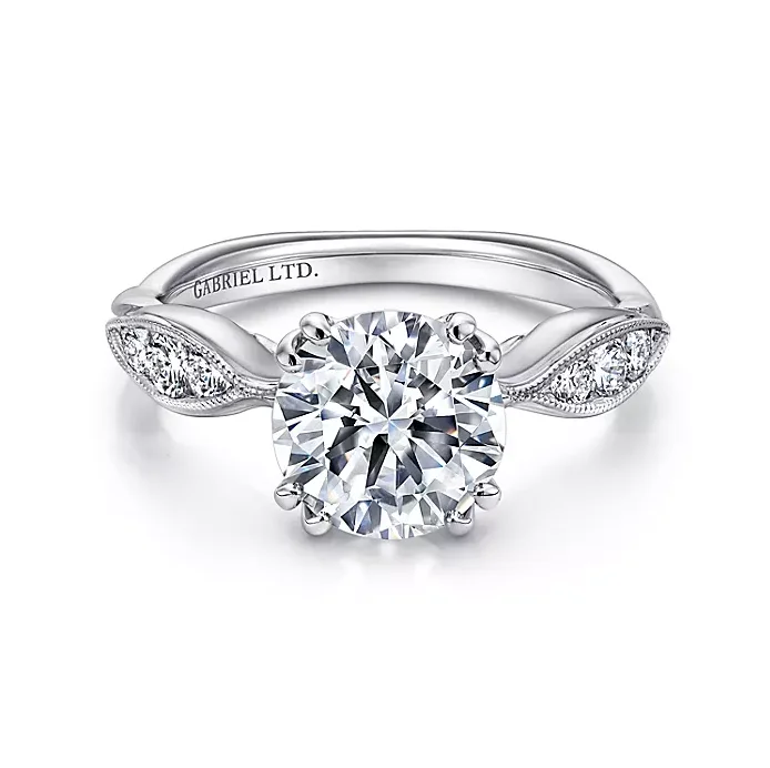 Rosa - 18K White Gold Round Diamond Engagement Ring