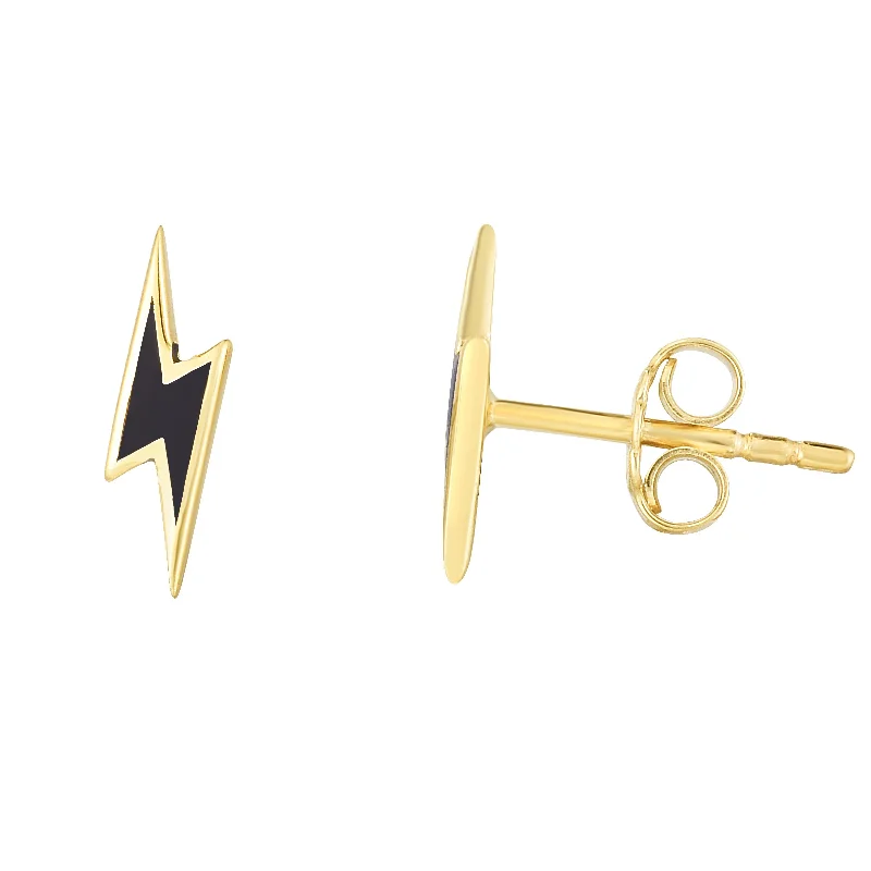 14K Lightning Bolt Enamel Earrings