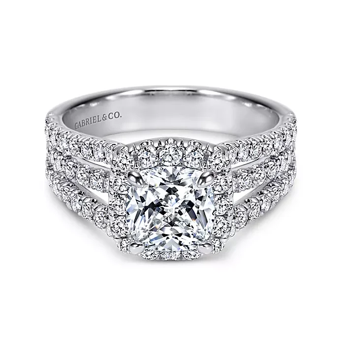 Sabrina - 14K White Gold Cushion Halo Diamond Engagement Ring