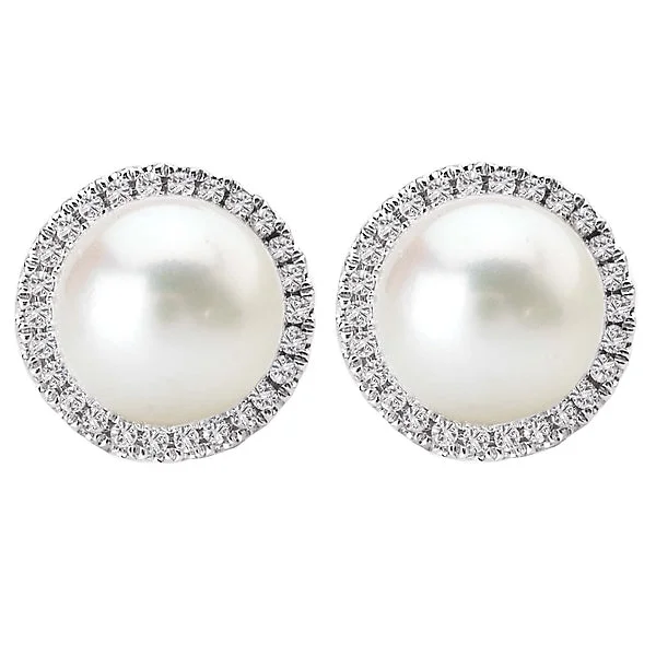 Pearl and Diamond Stud Earrings