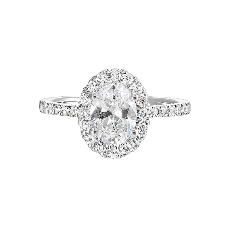 1/2 Ctw Daphne Diamond Oval Halo Engagement Ring Setting in 14 Karat White Gold