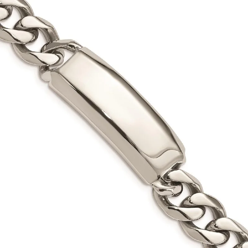 Stainless Steel Polished and Antiqued Curb ID Link Bracelet