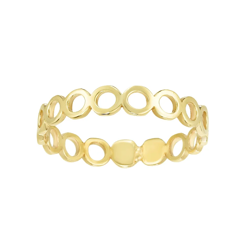 EMILIQUE 14 KARAT YELLOW GOLD OPEN CIRCLE STACKABLE RING