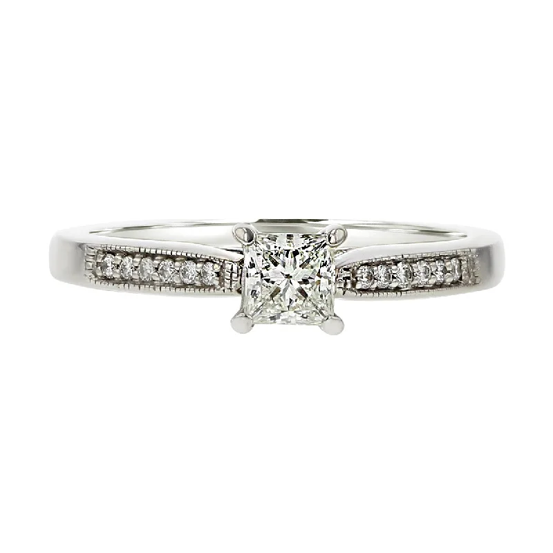 14K Gold Princess-Cut Diamond Engagement Ring