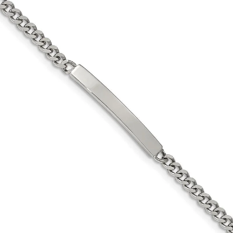 Stainless Steel Polished Flat Curb Chain 8.5in ID Bracelet