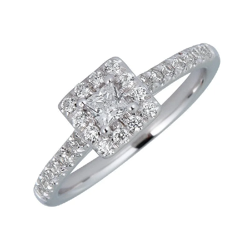 JULEVE 14KT GOLD 1/2 CTW DIAMOND SQUARE HALO RING