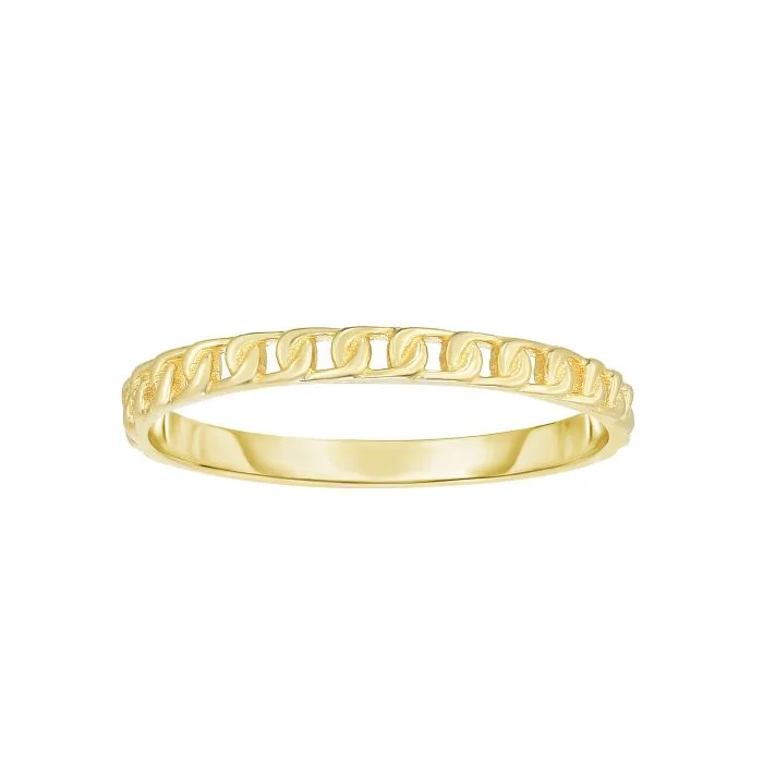 EMILIQUE 14KT YELLOW GOLD MINI CURB LINK STACKABLE RING