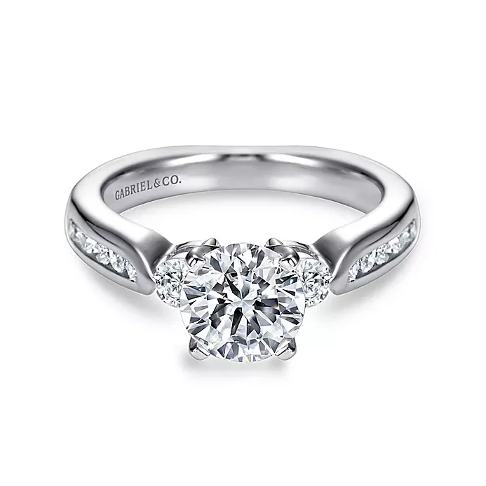 Julia - 14K White Gold Round Three Stone Diamond Engagement Ring