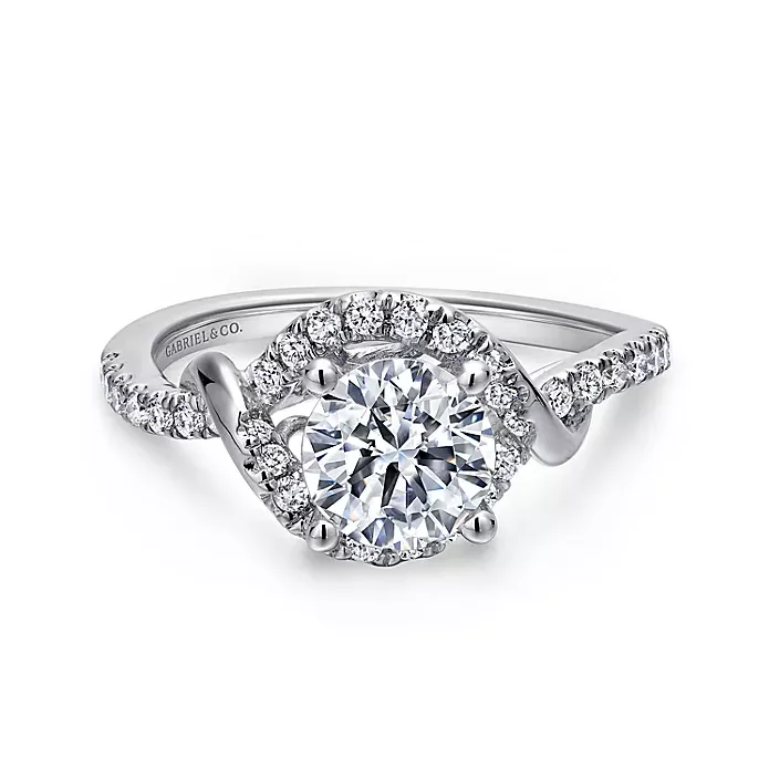 Gigi - 14K White Gold Round Halo Diamond Engagement Ring