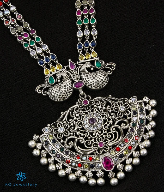 The Vasuprada Silver Mango Navartna Makarakanti Necklace