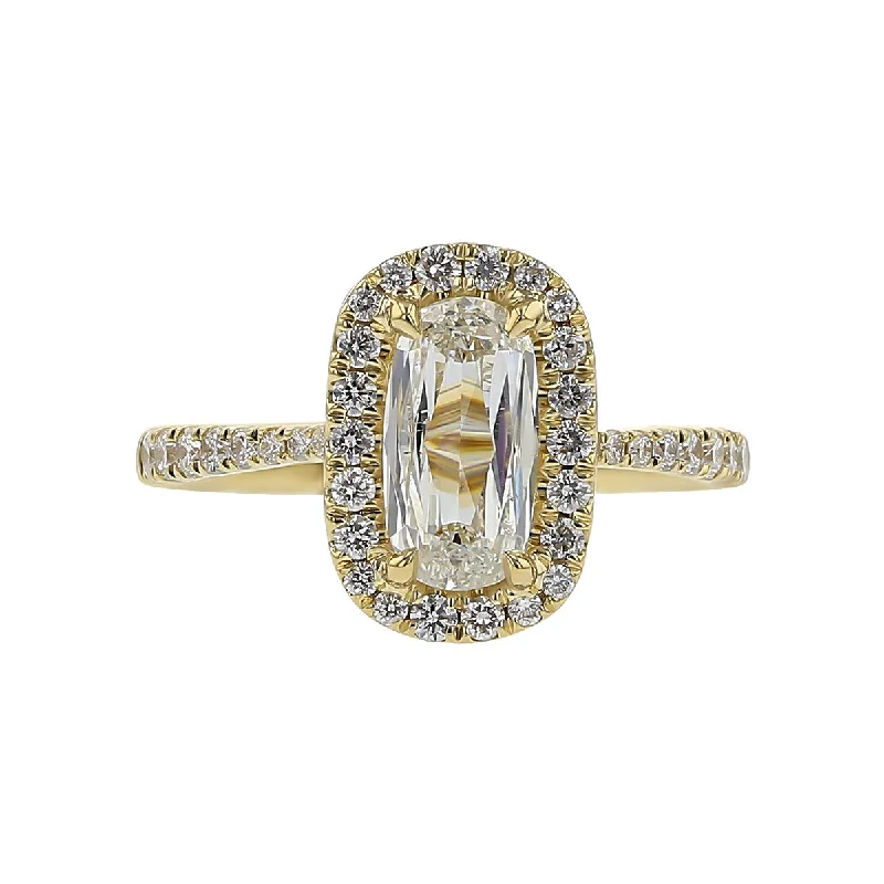 14K Gold Cushion-cut Diamond Halo Engagement Ring