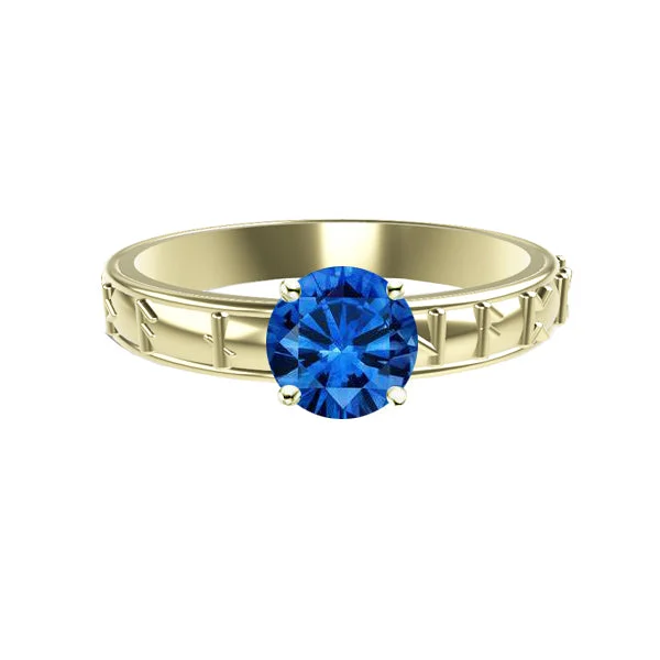 EDINBURGH LOVE RUNIC ENGAGEMENT RING WITH SAPPHIRE