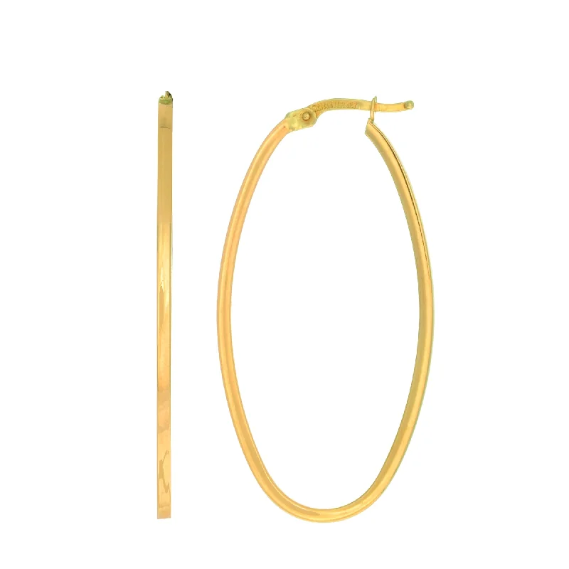 14K Gold Large Oval Hoop Earring