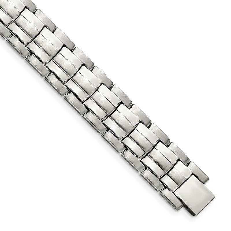 Stainless Steel Brushed and Polished 8.5in Link Bracelet