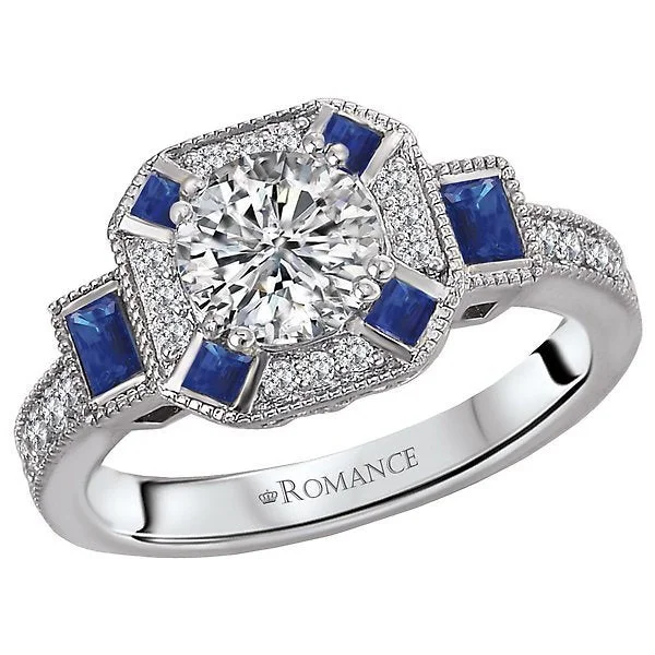 14KT WHITE GOLD .37 CTW SAPPHIRE & 1.25 CTW DIAMOND VINTAGE RING